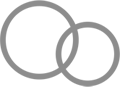 The image displays a simple illustration of two overlapping grey circles, resembling a Venn diagram with part of each circle intersecting.